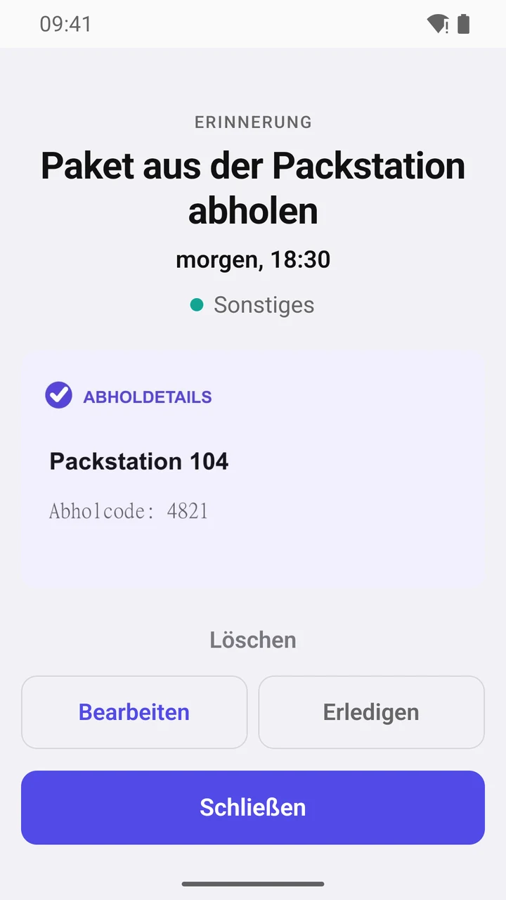 Erinnerungskarte