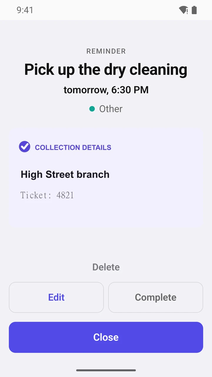 Reminder card