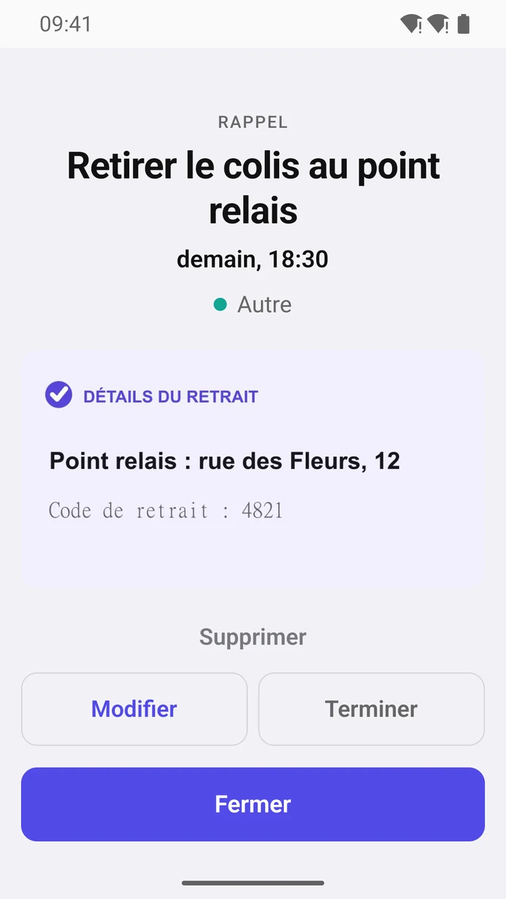 Carte du rappel