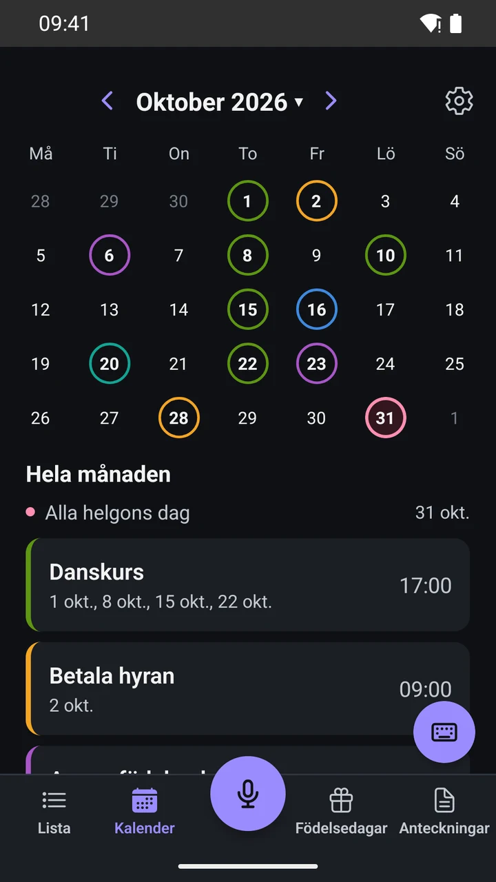 Mörk kalender